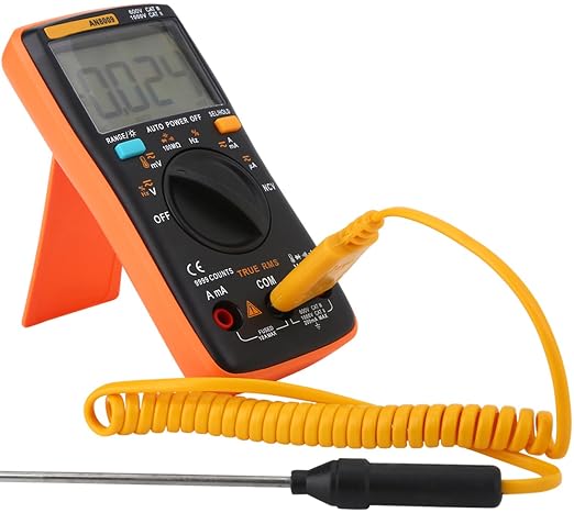 Digital Multimeter Tester AN8009 with Bag, Voltmeter Multimeter with Backlit LCD Display, Voltage Ammeter OHM Meter with 16 in 1 Multifunctional Test Line