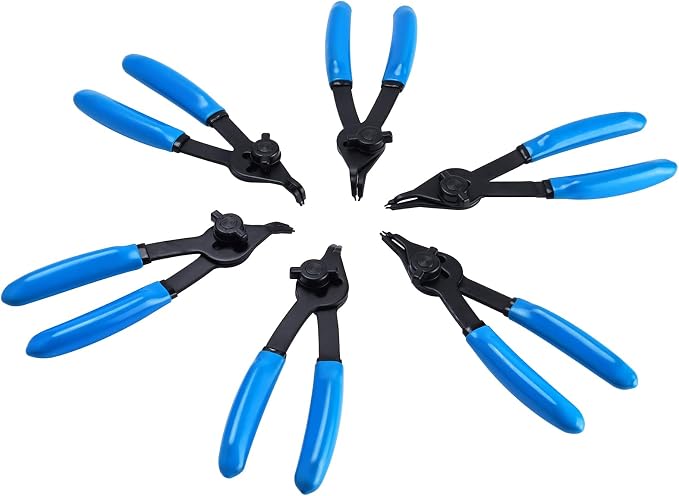 8MILELAKE 12pcs Snap Ring Plier Set, Heavy Duty Internal/External Circlip Pliers Kit, Retaining Ring Circlip C Clip Pliers Straight/Bent Jaw Tips for Automotive & Machinery Maintenance