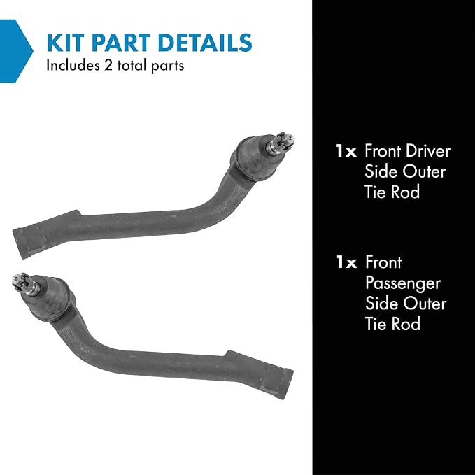 TRQ Front Outer Tie Rod Set 2 Piece Compatible with 2012-2017 Hyundai Azera 11-15 Sonata 10-17 Tucson 14-16 Kia Cadenza 11-15 Optima 11-16 Sportage