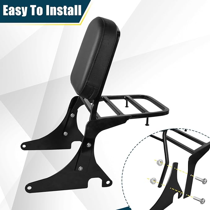 Motorcycle Passenger Backrest Sissy Bar With Back Rest Cushion Pad And Luggage Rack Compatible With For Kawasaki Vulcan 400 VN400 Vulcan 800 VN800 1995-2019 Backrest