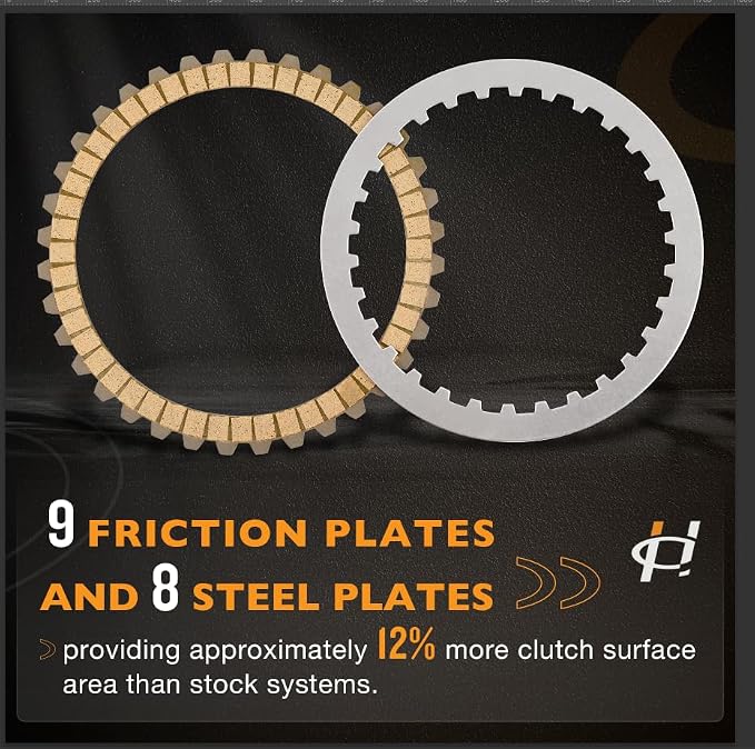 17PCS Extra Plate Friction Steel Clutch Disc Kit Compatible with Harley Davidson 1991-2017 Sportster, 1990-1997 Touring Dyna Softail, 1991-2002 Buell All Models Replaces 307-30-10011