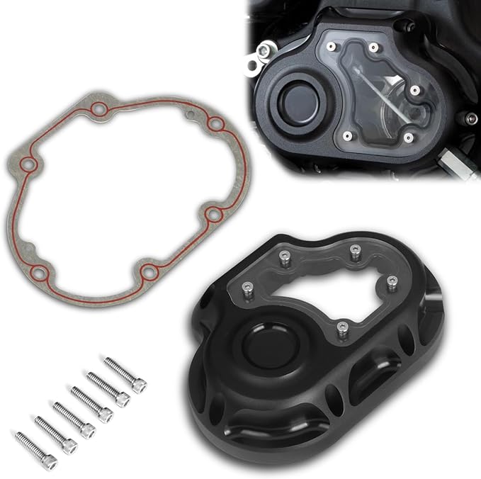 Clarity Transmission Side Cable Clutch Cover for Harley Touring Dyna Street Bob Softail Fat Boy FLSTF 07-17 FLHTC Glide 2007-2013 (All Black)