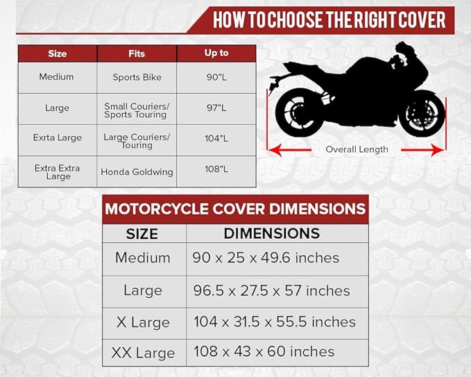Nuzari Premium Motorcycle Cover - Motorcycle Covers Waterproof Outdoor Storage - Harley Davidson Motorcycle Cover - Motorcycle Accessories XXL