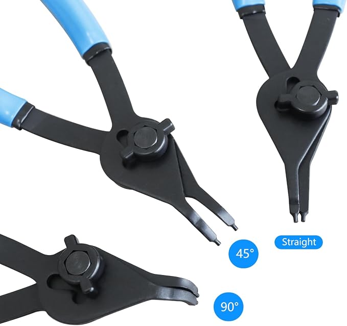 12-Piece Heavy Duty Convertible Retaining Ring Pliers Set, Internal/External Snap Ring Pliers with 4 Fixed Tip Sizes (0.038in-0.090in) for Automotive & Machinery Maintenance