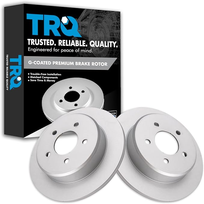 TRQ Rear Brake Rotor Set G Coated Solid Compatible with 1997-2007 Chrysler Town and Country 1998-2000 Plymouth Voyager 2001-2007 Dodge Caravan 1997-2007 Grand Caravan