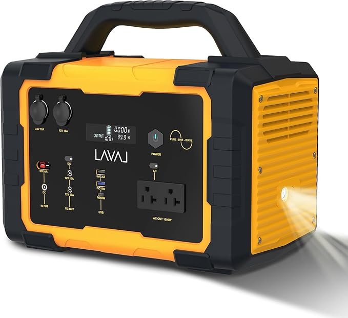 1000W Portable Power Station, 1075Wh Backup Lithium Battery, 120V/1000W AC Outlet, Solar Generator for Home, RV, Outdoor, Camping and Emergencies Use