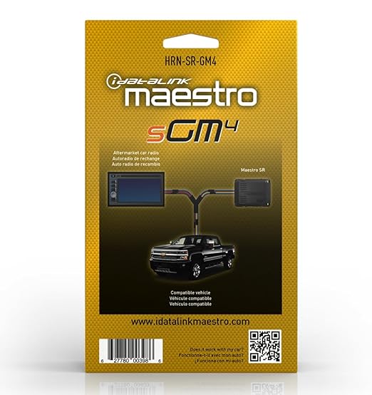 Idatalink Maestro HRN-SR-GM4 T-Harness for Select Chevrolet/GMC GM Vehicles 2016+, replace the factory radio while retaining steering wheel controls & use of factory amp (ADS-MSR module also required)