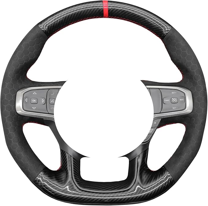 MEWANT Steering Wheel Covers for Dodge Ram 1500 TRX 2021-2024 Hand-Stitched Steering Wheel Wrap