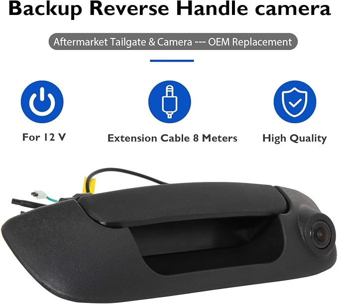 RED WOLF Tailgate Handle w/Backup Camera Compatible with 2002-2008 Dodge Ram 1500 2500 3500 Tailgate Door Rear View Reverse Backup Camera with RCA Plug Parking Guideline Available Waterproof