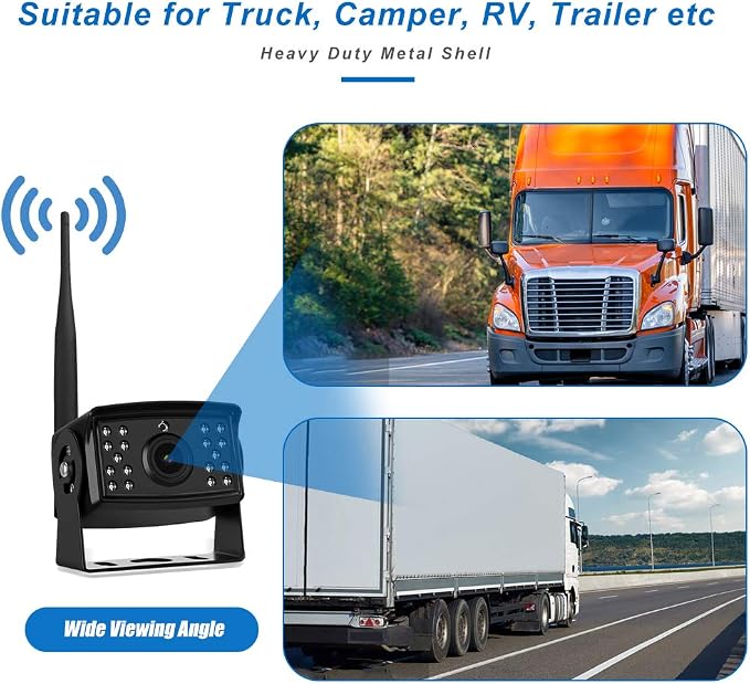 Wireless Backup Camera Add-on for AHD Wireless DVR System, 12v-24v Waterproof Night Vision Extra Reversing Camera for Digital Wireless Backup System, Transmission Distance up to 500M for Truck Bus
