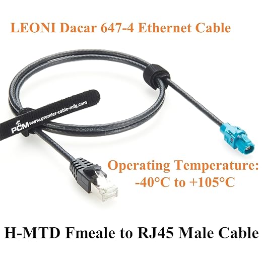 Rosenberger E6K10A-1BZZ5-Z H-MTD to RJ45 Cat6A Automotive Ethernet Cable 1Gbps 100/1000BASE-T1 Shielded Harness for ADAS, Infotainment, Car Camera, GPS Navigation, Vehicle Diagnostics(1M/3.28FT)