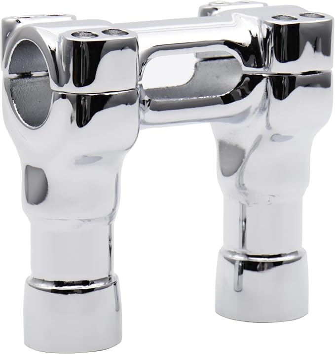 Chrome 4 inch Rise One-Piece Handlebar Top Clamp Kit 1.25 inch Diameter Investment-cast steel Risers for Harley Dyna Softail Sportster