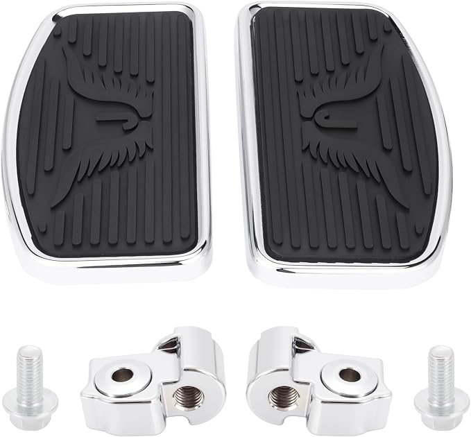 Motorcycle Rider Footboard Front Footpegs for Indian Scouts/Sixty/Bobber 2015-2024, Aluminum Anti-Slip Wide Foot Pegs Footrest Driver Floorboards Motorbike Highway Parts (Chrome-Eagle)