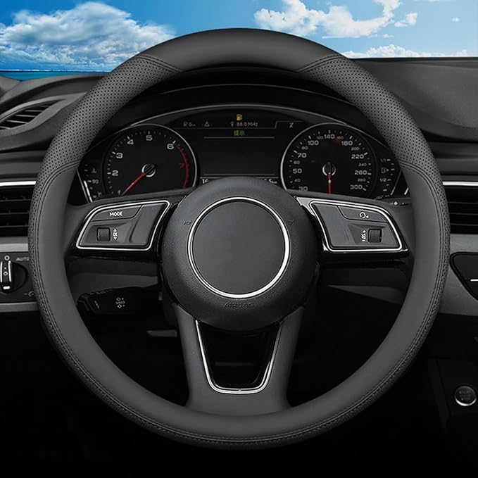 Steering Wheel Cover for Acura RDX MDX Integra TL TLX TSX ILX NSX ZDX RL RSX RLX Type s A-spec Advance SH-WAD Car Interior Accessories, 2026 Black Leather 14.5-15 inch