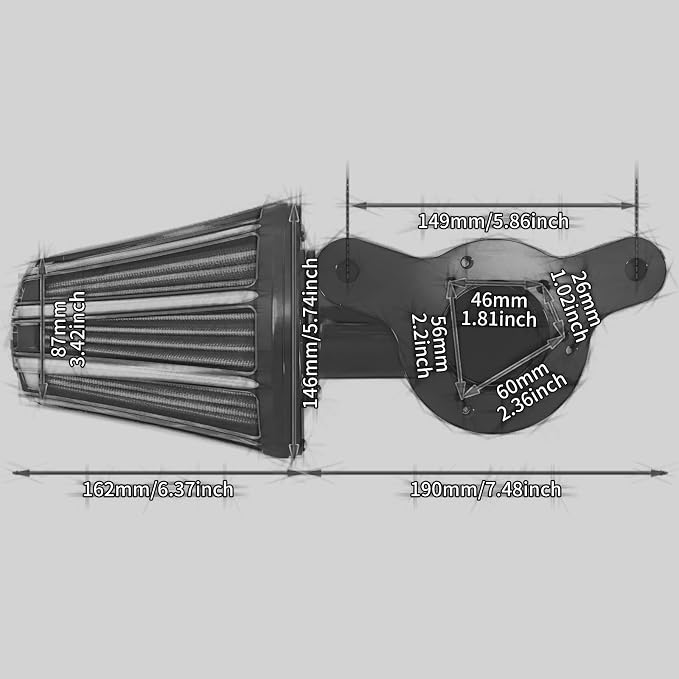 Air Cleaner Filter 90° Forward-Facing Intake Kit CNC Fit for Harley Touring Softail Dyna Sportster XL (Black Housing Grey Element, B For Touring 00-07,Softail 00-15,Dyna 00-17)