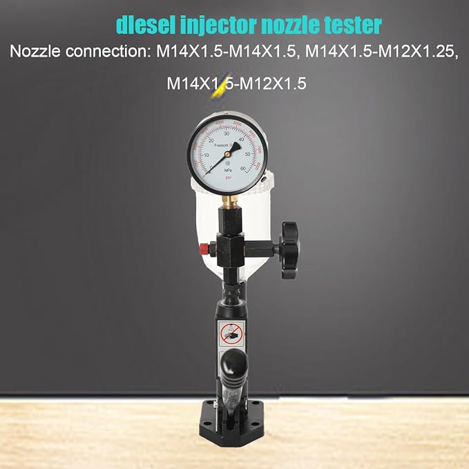 600Bar Diesel Injector Tester 8700PSI Diesel Fuel Injector Nozzle Tester with Dual Scale Gauge to Adjust Injector Nozzle Pressure and Testing Diesel Injector Nozzle Pop Pressure Tester