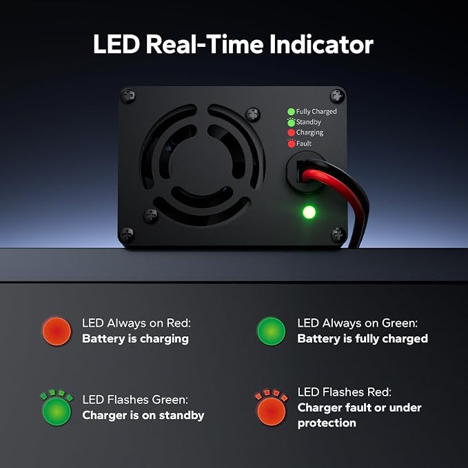 LiTime 12V 20A Lithium Battery Charger, AC-DC Charger with Anderson Connector & LED Indicator for 14.6V LiFePO4, Smart Charger for RV, Off-Grid, Home, Deep Cycle Battery, Solar System