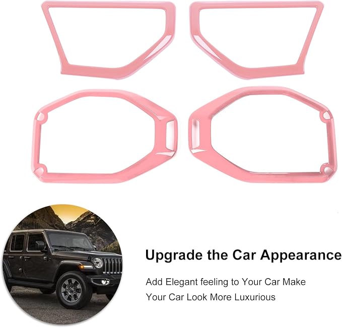 RT-TCZ A Pillar Speaker Trim Cover & Roof Speaker Audio Trim Cover Ring Kit Decoration Interior Accessories for Jeep Wrangler JL JLU & Gladiator JT 2018-2022,Pink