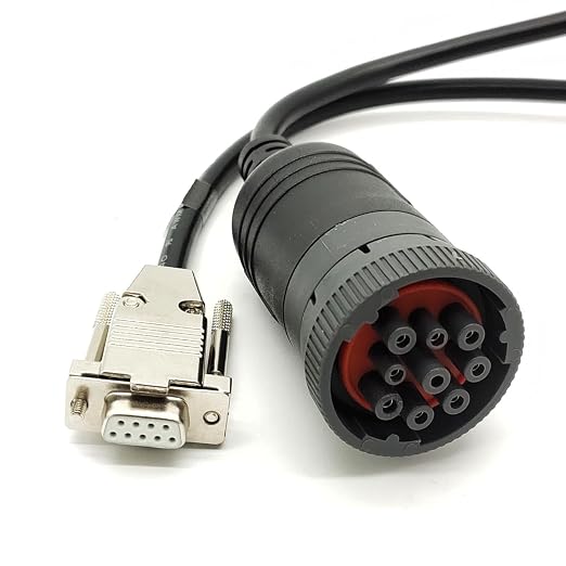 J1939 Deutsch 9Pin Connector to DB9 Female CAN Cable，DB9 to J1939 CAN Bus Diagnostic Adapter Cable for Heavy Duty Vehicles 50CM