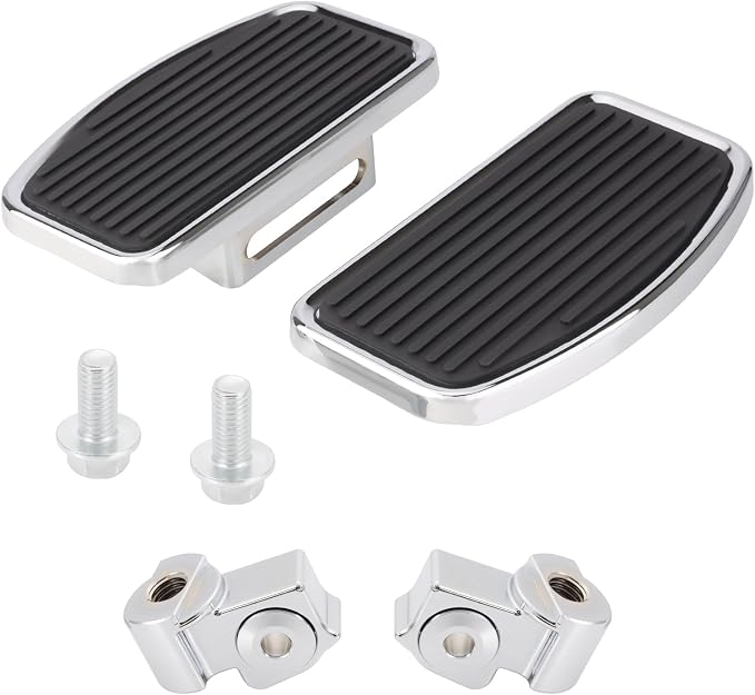 Motorcycle Rider Footboard Front Footpegs for Indian Scouts/Sixty/Bobber 2015-2024, Aluminum Anti-Slip Wide Foot Pegs Footrest Driver Floorboards Motorbike Highway Accessories (Chrome)