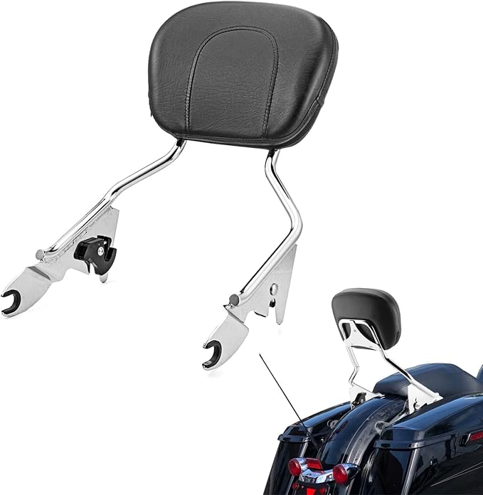 Dasen Detachable Sissy Bar Compatible with Harley Touring, Passenger Backrest Quick-Release Fit Touring Road Glide Street Glide Electra Glide Road King 2009-2025 Chrome