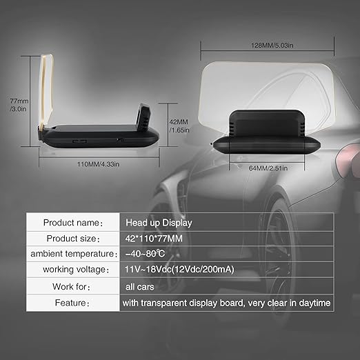 Car HUD Dual Mode OBD2 GPS Heads Up Display Real Time Speed, RPM, Temp, Overspeed Alarm Universal Windshield Projection for GM Ford Dodge Jeep Toyota SUV Truck (2009+)