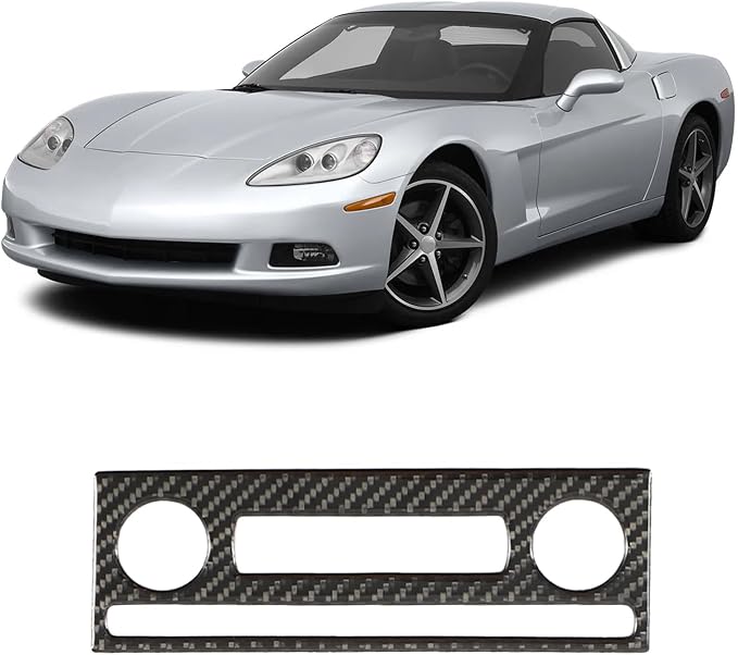 Real Carbon Fiber AC Air Switch Panel Trim Compatible with Corvette C6 2005-2013, Interior Decor Sticker Accessories