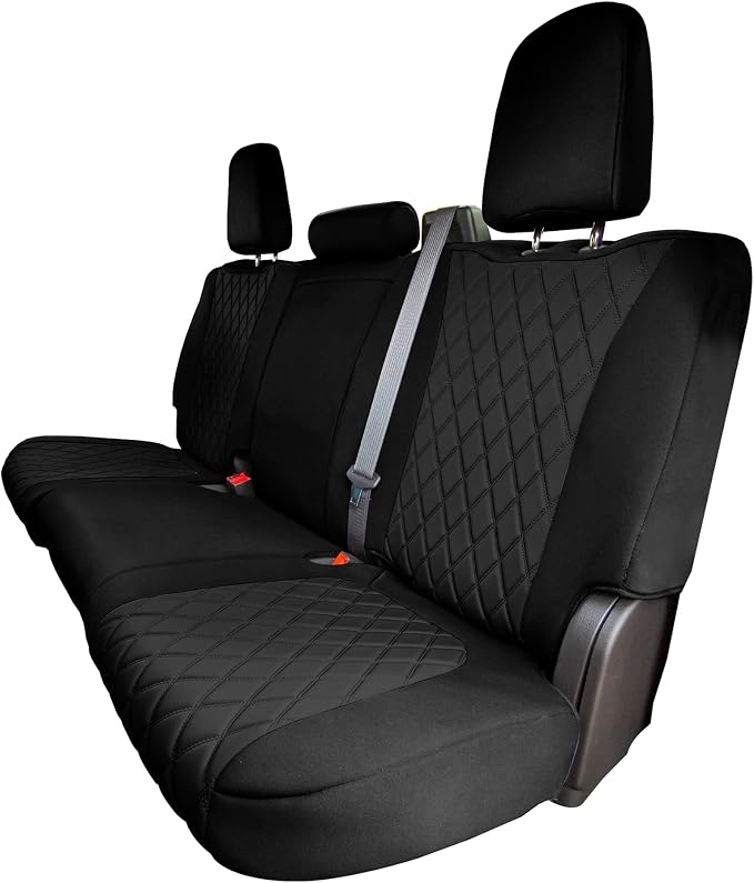 FH Group Custom Fit Car Seat Covers Specifically Made for 2019-2023 GMC Sierra 1500 2500HD 3500HD SLT AT4 Denali - Ultraflex Neoprene Water Resistant Automotive Seat Covers - Rear Set Black
