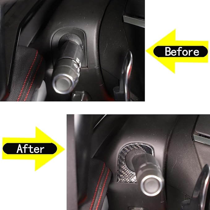 Steering Wheel Steering Rod Base Cover Trim Compatible with Corvette C8 Stingray 2020-2023,Real Carbon Fiber 2PCS C8 Interior Steering Wheel Accessories (Black Carbon)