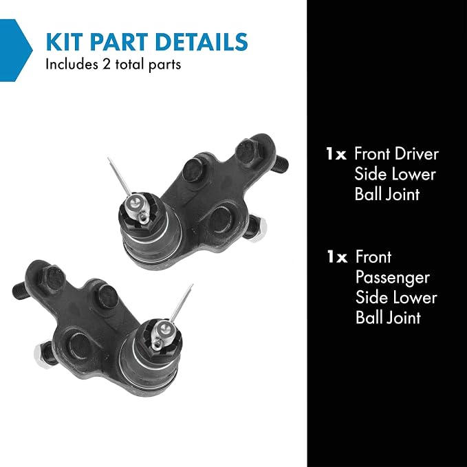 TRQ Front Lower Driver and Passenger Side Ball Joint Set Compatible with 01-07 Toyota Highlander 02-06 Camry 04-10 Sienna 04-08 Solara 02-03 Lexus ES300 04-06 ES330 04-06 RX330 06-08 RX400h