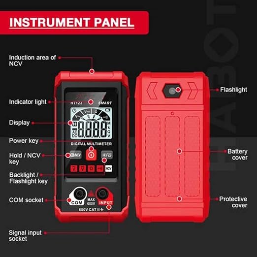 Ht Automatic Digital Multimeter,Tm-510 4000 Counts Smart Digital Multimeter,Digital Display Intelligent Multimeter,Voltage Tester with Non-Contact Voltage Function (1 PCS)