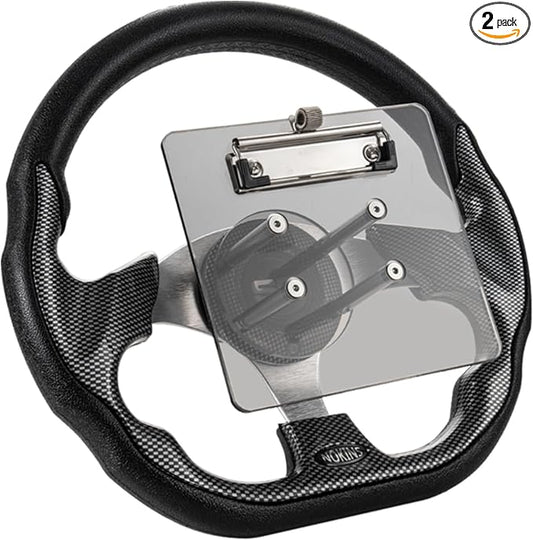 NOKINS 12.5" Universal Golf Cart Steering Wheel&Scorecard Holder, Fit EZGO TXT/RXV/Club Car DS/Precedent/Yamaha, Most Golf Carts (D Shape Carbon Fiber Black)