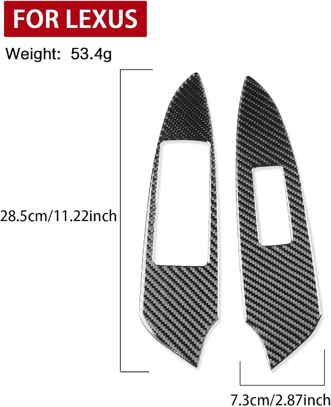 Soft Carbon Fiber Car Interior Window Lift 2/Piece Decorative Sticker for Lexus RC300 350 200T 15-24 Carbon Fiber Interior Accessories