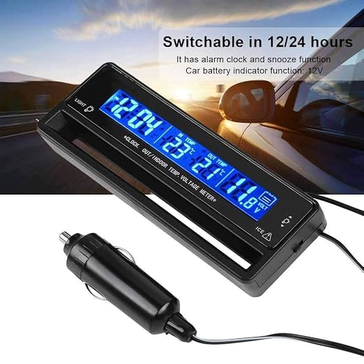 TS-7010V Digital LCD Auto Car Indoor/Outdoor Temperature Thermometer with Alarm Clock