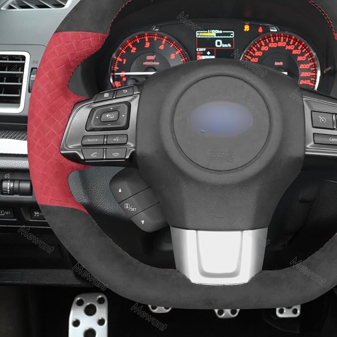 MEWANT Hand Sewing Breathable Car Steering Wheel Cover for Subaru WRX 2015-2021 / WRX STI 2015-2021 Steering Wheels Accessories for Subaru WRX (STI)