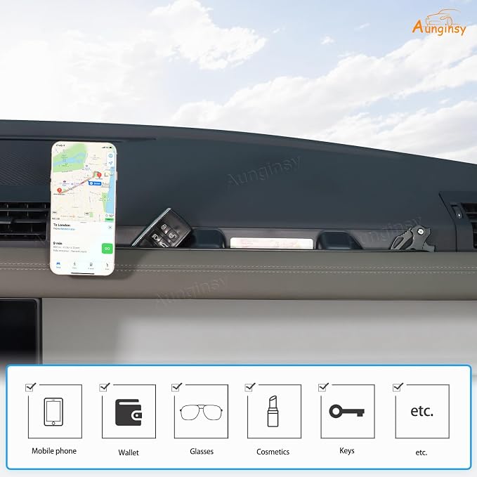 Aunginsy Co-Pilot Dashboard Organizer Tray Compatible with 2020-2026 Land Rover Defender 90/110/130, Center Console Passenger Side Storage Box with Magnetic Phone Holder Insert Groove ABS Accessories
