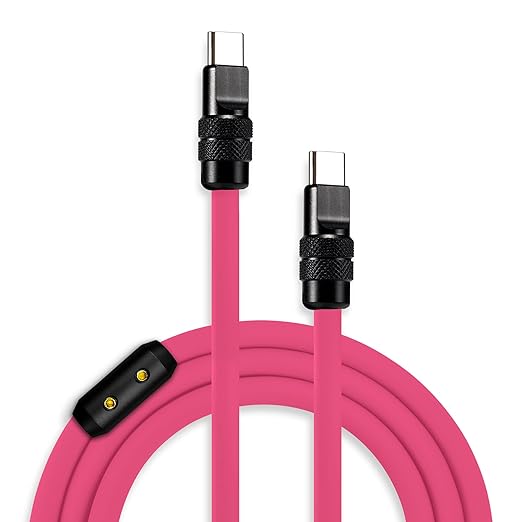 chubbycable Black Chubby Pro - Samurai Cable 240W USB-C Cable Silicone Fast Charging USB C Charger Cord Compatible with iPhone 17-15 Series iPad Galaxy Series, Rose Red, Type-C to Type-C, 3.3FT