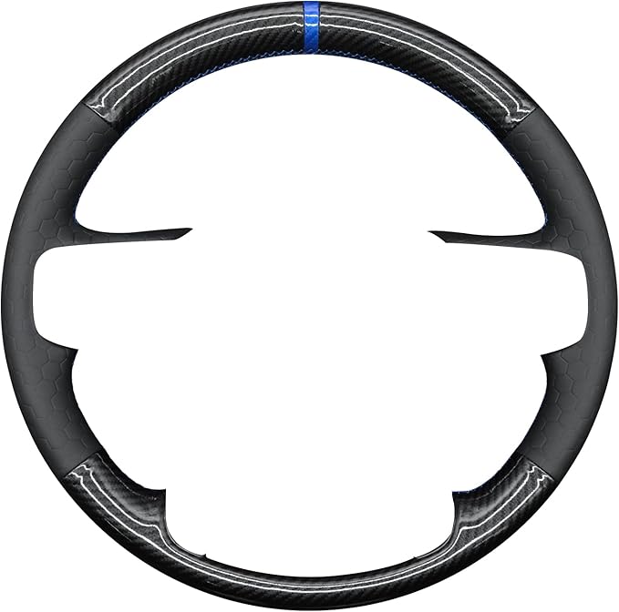 MEWANT Steering Wheel Cover for Chevy Silverado 1500 2019-2024/2500 3500 2020-2024/Blazer 2019-2024/Suburban Tahoe 2021-2024 Carbon Fiber Hand-Stitched Steering Wheel Wrap