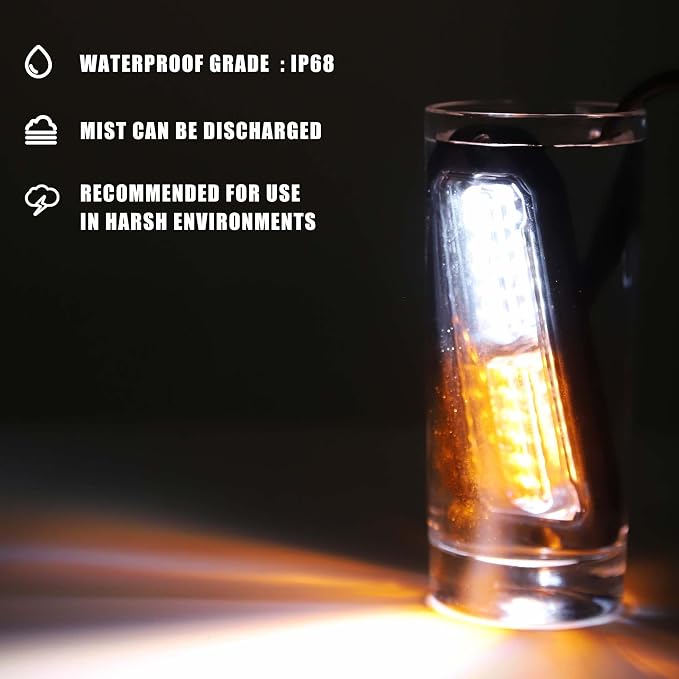 WINECO Amber White led strobe lights for trucks Emergency Strobe Lights Kits for construction Vehicles LED Surface Mount Grill Grille Light Flashing Warning lights With Digital Controller 12 LED