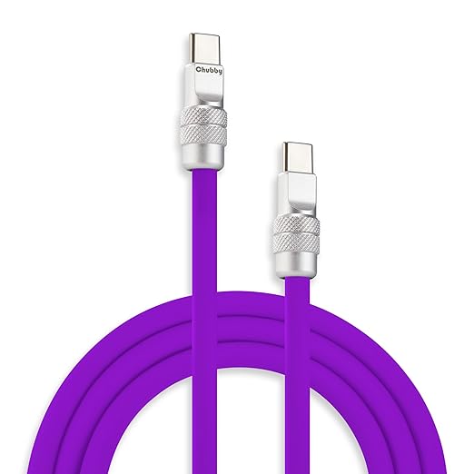 chubbycable Chubby 2.0 USB C 240W Fast Charging Cable Silicone Soft Durable USB C Cable Extra Thick Charger Cord Compatible with iPhone 17-15 Series iPad, Purple, Type-C to Type-C, 8.2FT