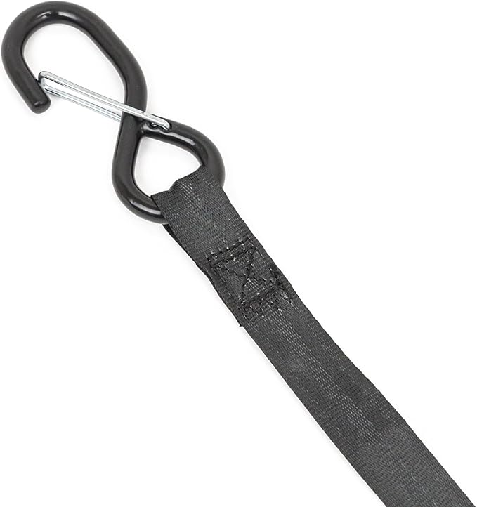 PowerTye - 1 inch x 10ft Long Retractable Ratchet Tie Down Strap with Latch Hooks - Self-Retracting Ratchet, Ideal for Motorcycle, ATV, and Light Cargo, Includes Nylon Storage Bag, Black (Pair)