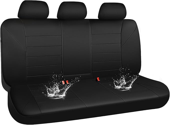 CAR PASS Neoprene Back Seat Cover, Universal Waterproof Bench Rear Seat Cover Universal Wetsuit Car Seat Cover Fit 95% Automotive Interior Covers for Cars Sedans SUVs (Rear,All Black)