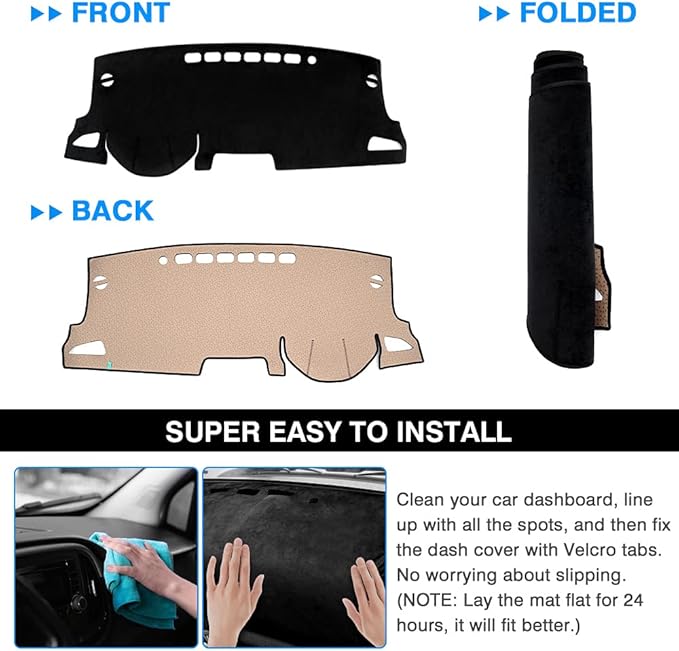 Autorder Dashboard Cover Mat for Toyota Corolla 2019-2022 2023 2024 2025 2026 Accessories Dash Cover Flannel Dash Mat Sunshade Glare UV Rays Protector