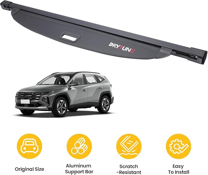 Cargo Cover for Hyundai Tucson 2022-2026, Retractable Trunk Cover Privacy Shade for 22-26 Hyundai Tucson (Carbon Fiber Leather)