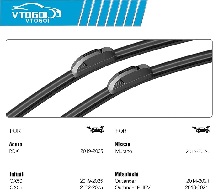 OEM Windshield Wiper Blades Replacement for Nissan Murano 2015-2024 Infiniti QX50 2019-2025 Acura RDX 2019-2025, All Weather Original Factory Quality Front & Rear Wipers Set 26"+18"+12" (Pack of 3)