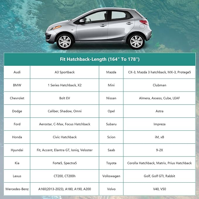 GUNHYI Hatchback Car Cover for Automobiles Waterproof All Weather, Universal Fit Mazda 3 Hatchback, Honda Civic Hatchback, Volkswagen Golf, Toyota Matrix, Nissan Leaf, Kia Forte5 etc.