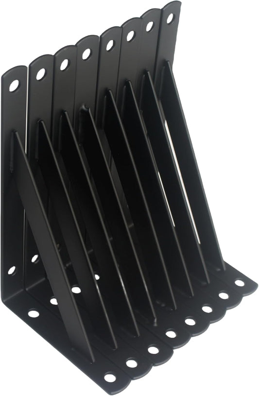 8 Pack L6 x H 3.5" Black Heavy Duty Shelf Brackets with Screws Metal Shelf Brackets Shelf Support Angle Brackets for Shelves L Brackets Heavy Duty Floating Shelf