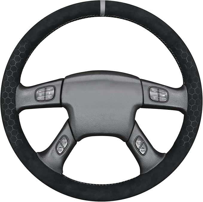 MEWANT Steering Wheel Cover for Chevy Silverado 1500/2500/3500 2003-2006 / Silverado 1500 2500HD 3500 Classic 2007 / Trailblazer 2002-2009 Hand-Stitched Steering Wheel Wrap