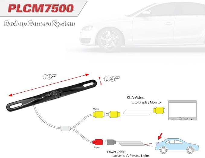 Pyle Car Backup Camera Rearview - Mirror Screen Reverse Parking Sensor HD 7" LCD Screen Monitor Distance Scale Line Waterproof Night Vision 170 Wide Angle Lens Swivel Angle Adjustable Cam - AZPLCM7500