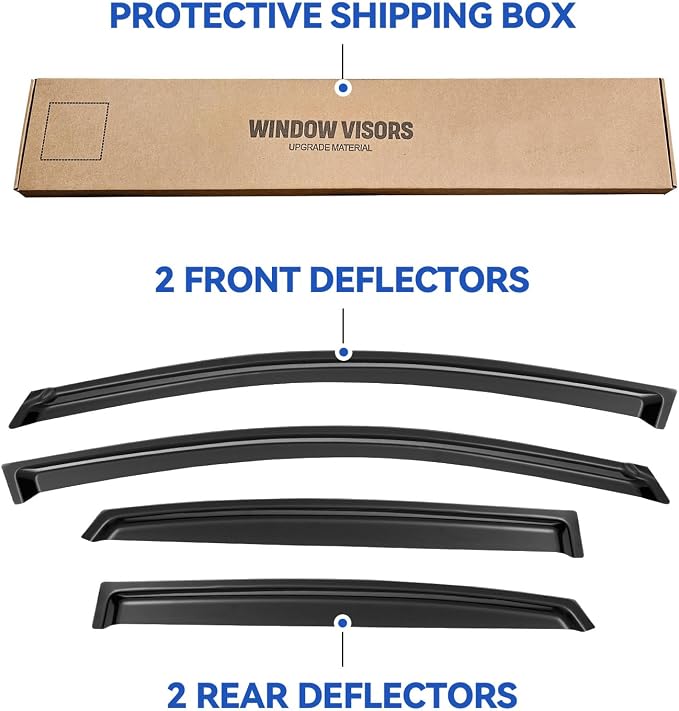 YQAUTEC Window Visors Rain Guards Shield for 2013-2019 Nissan Sentra, Window Wind Deflectors Vent Shades for 13-19 Sentra